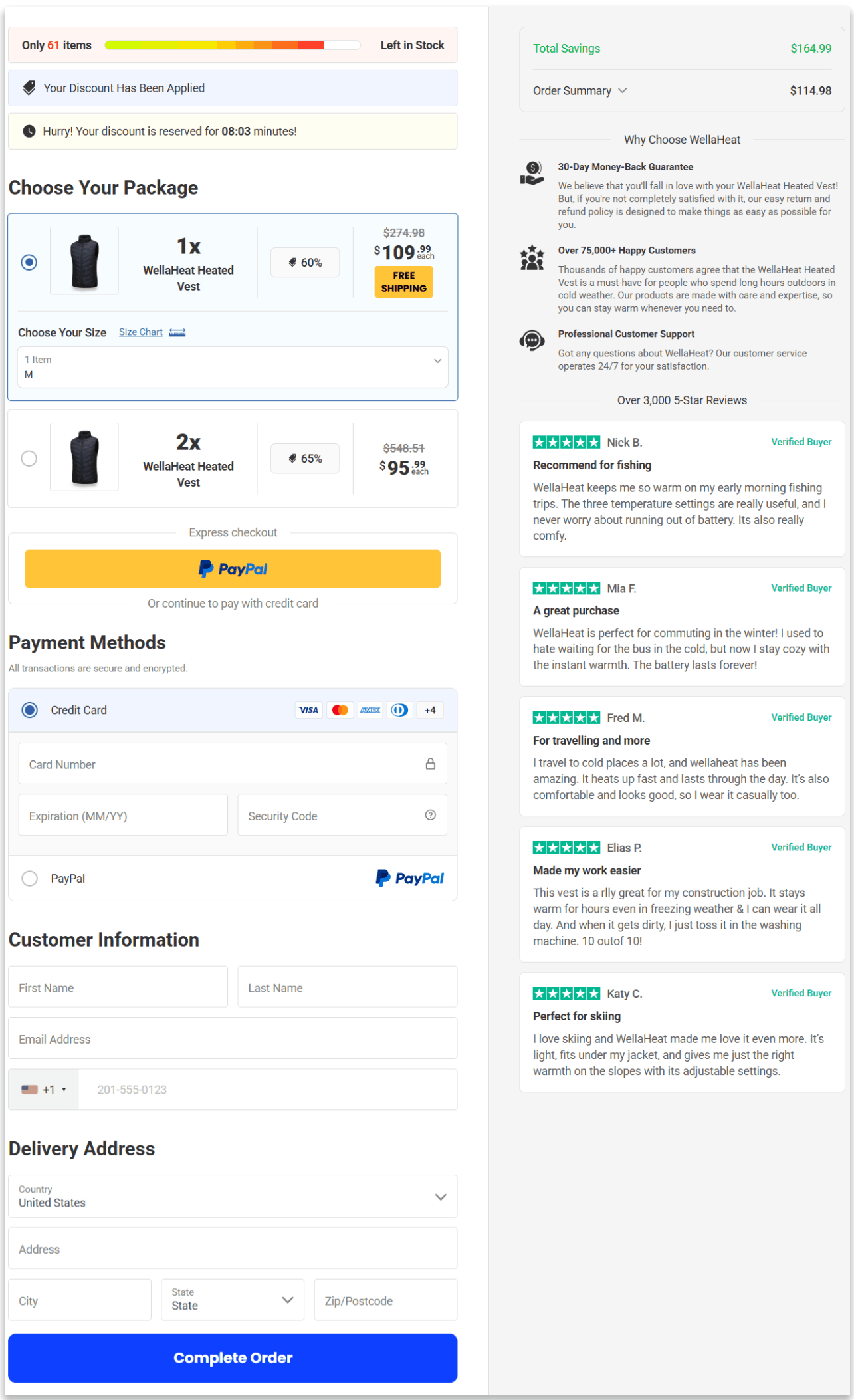 Wellaheat Heated vest Secure Checkout Page